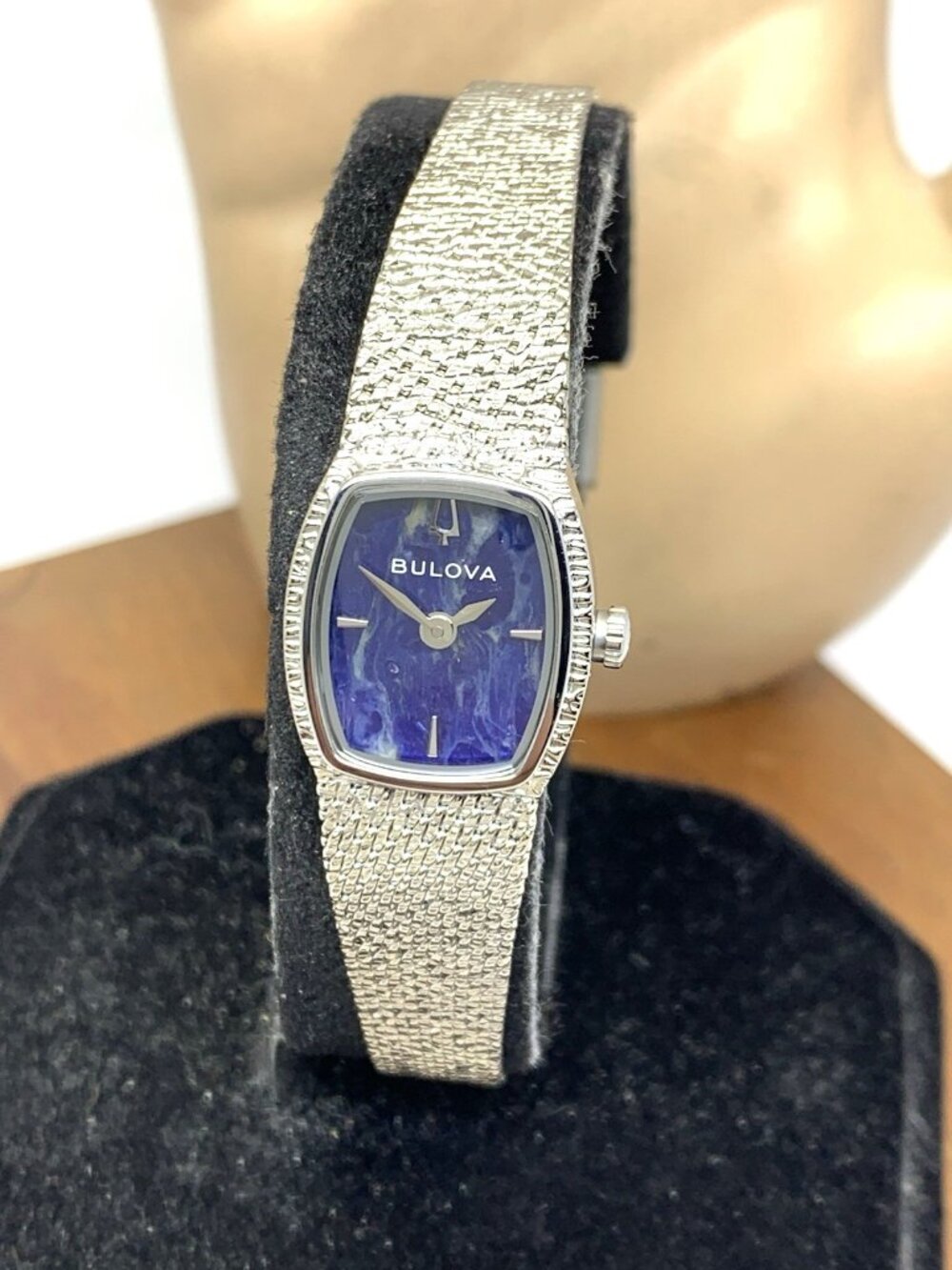 Bulova Womens Watch 96L343 Quartz Blue Sodalite Dial Silver Stainless Steel 17mm